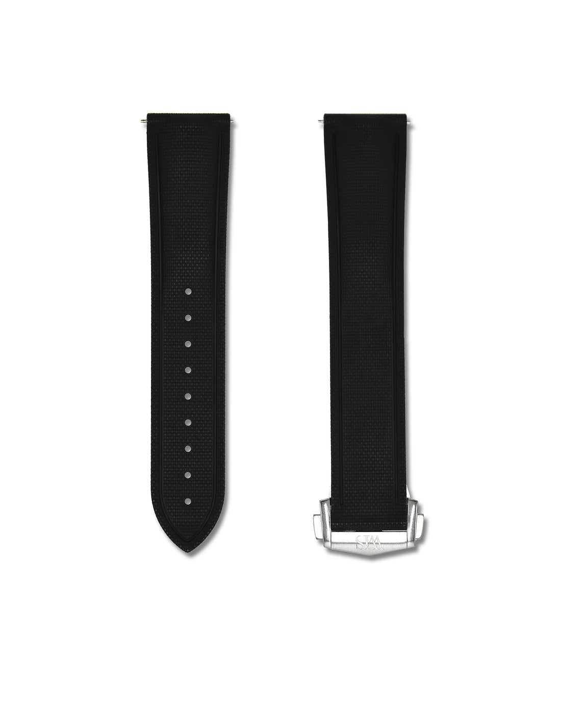 Black Deployant Clasp Sailcloth Rubber Watch Band | WIS Straps