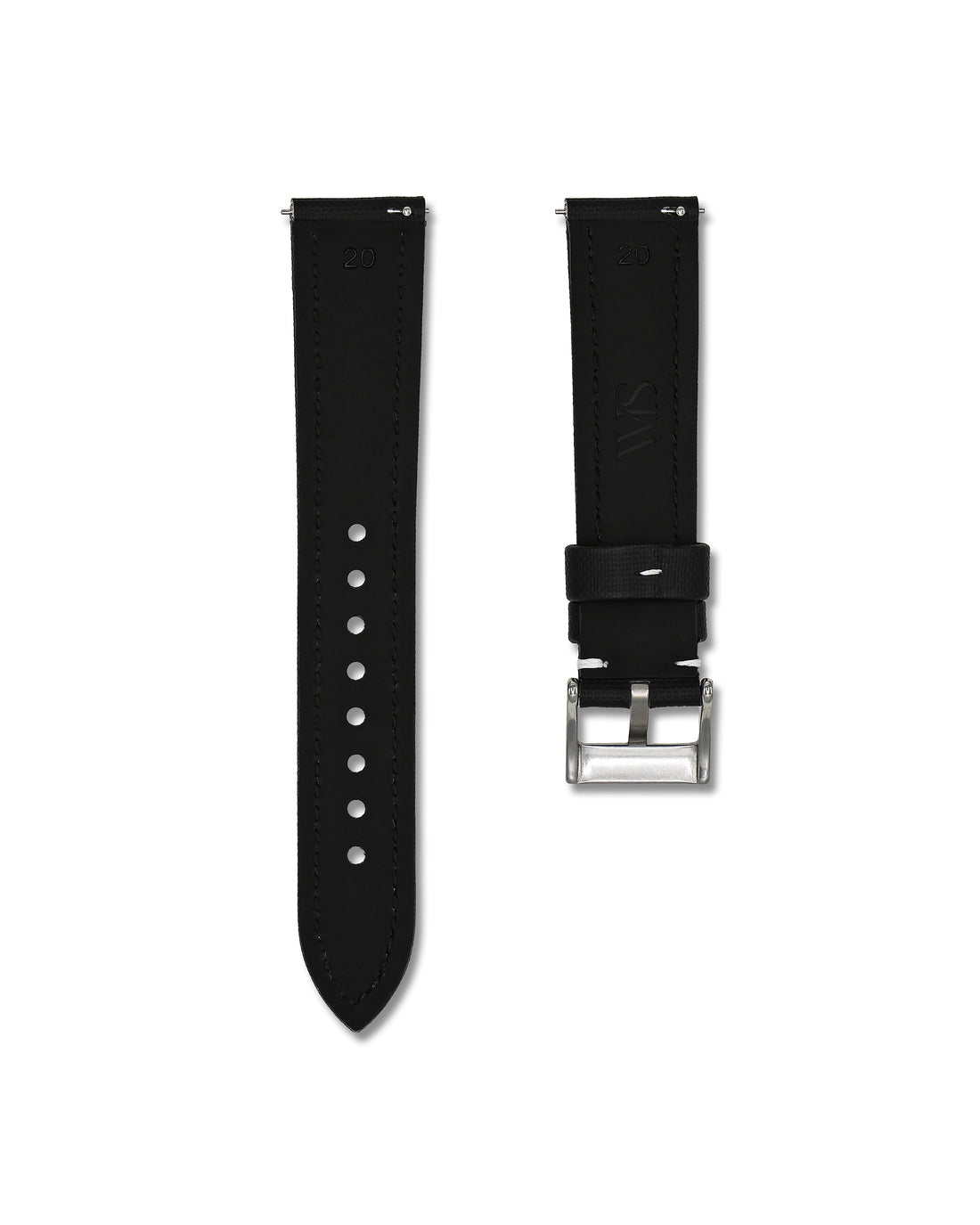 Black with White Stitching Sailcloth Quick Release Watch Straps | WIS Straps