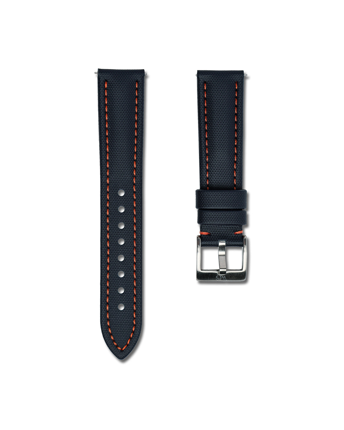 Blue with Orange Stitching Sailcloth Quick Release Watch Band | WIS Watch Straps