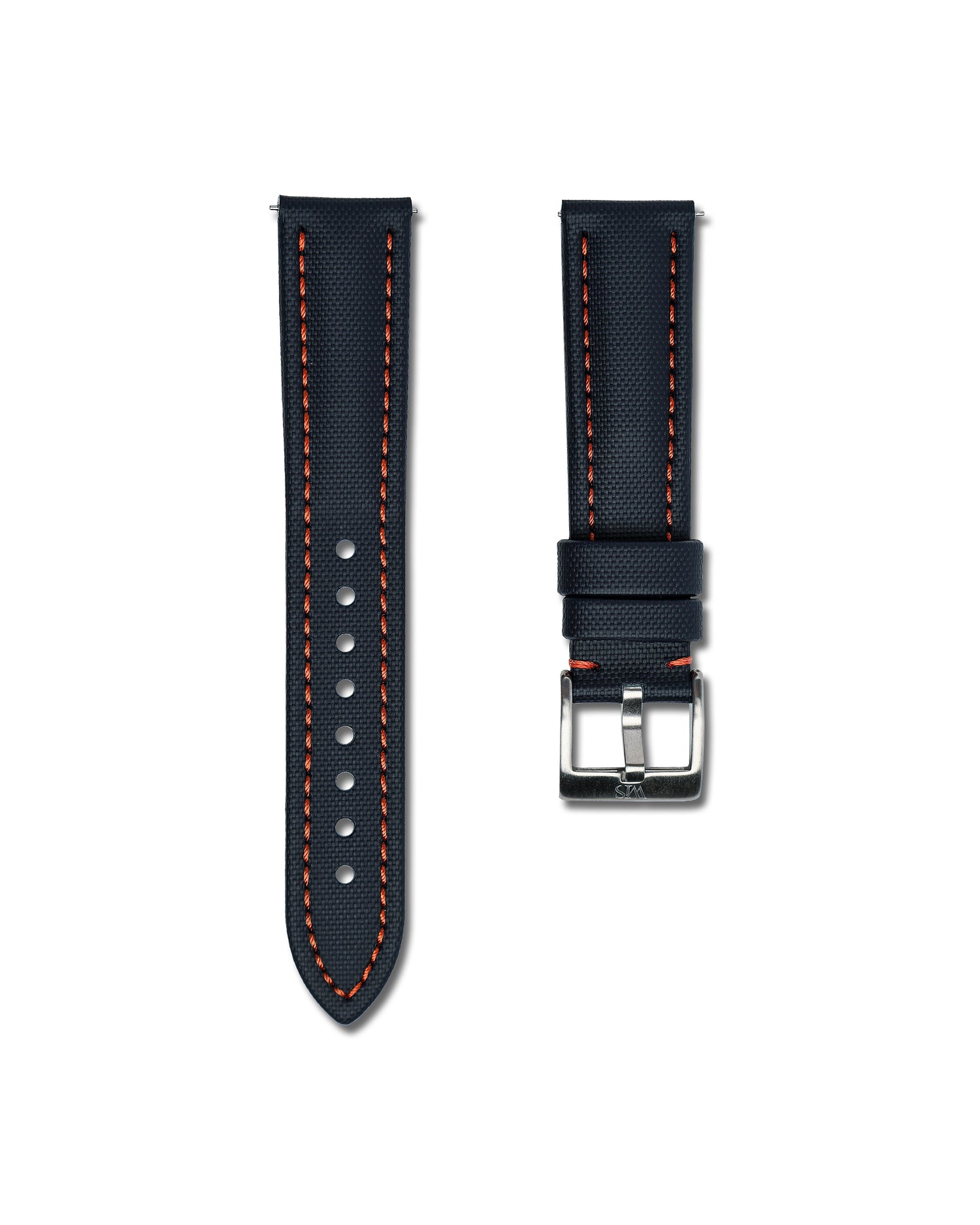 Blue with Orange Stitching Sailcloth Quick Release Watch Band | WIS Watch Straps