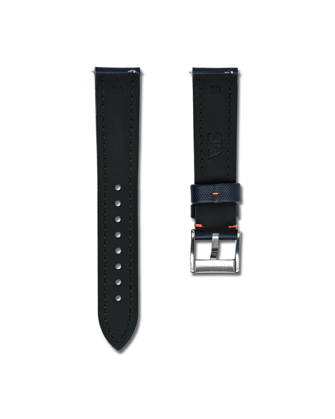 Blue with Orange Stitching Sailcloth Quick Release Watch Band | WIS Watch Straps