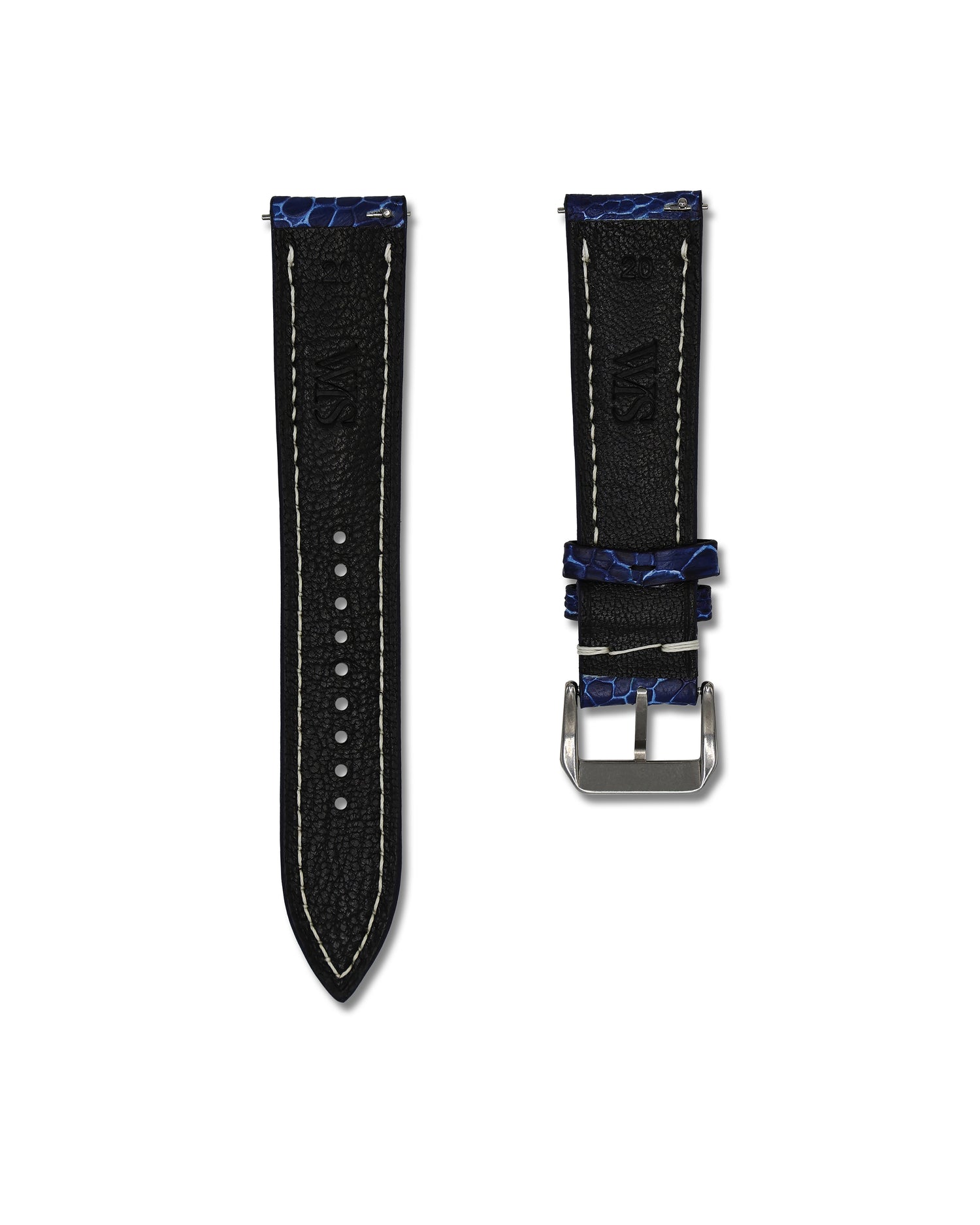 20mm Blue Genuine Ostrich Shin Leather Watch Straps | WIS Watch Straps