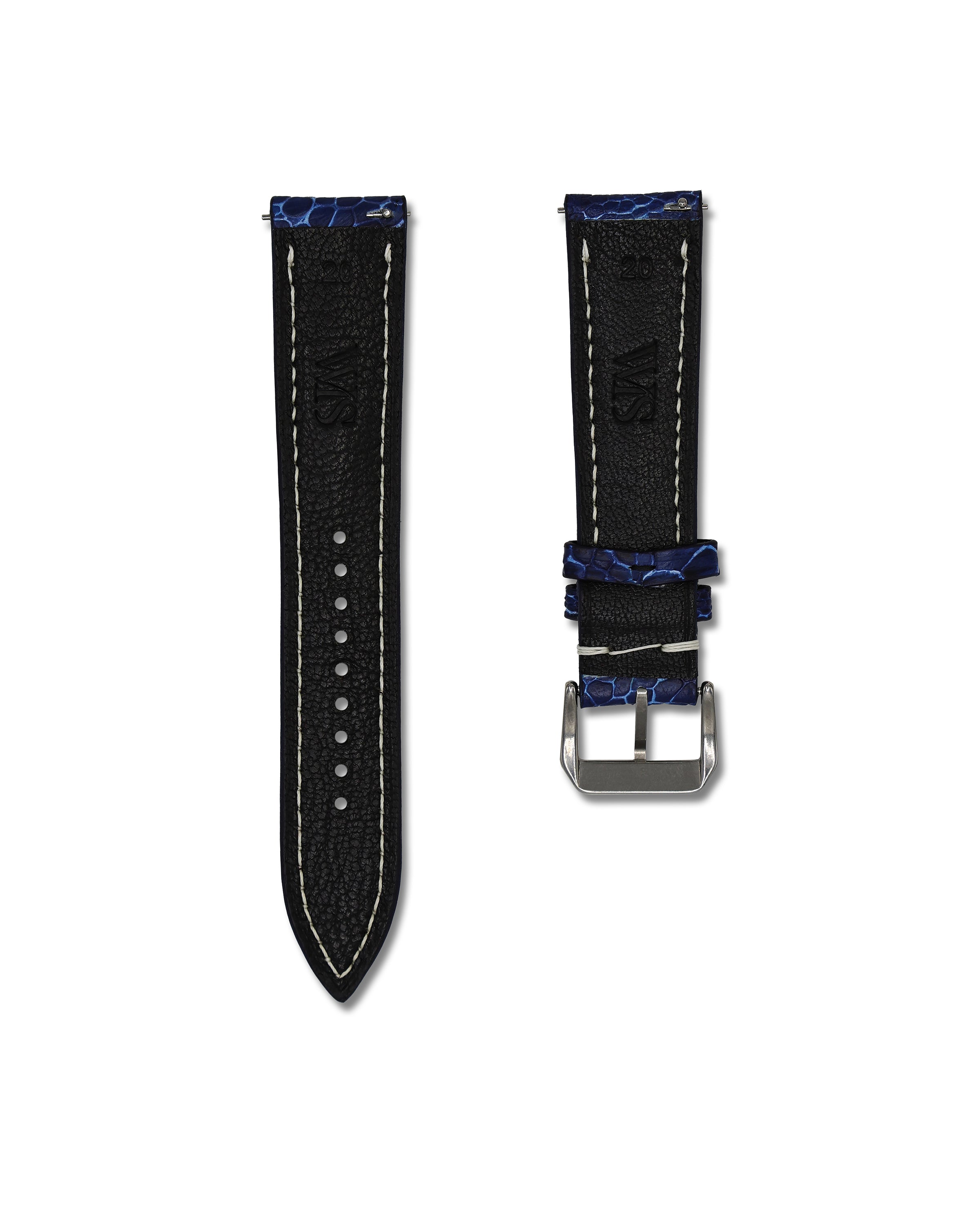 20mm Blue Genuine Ostrich Shin Leather Watch Straps | WIS Watch Straps