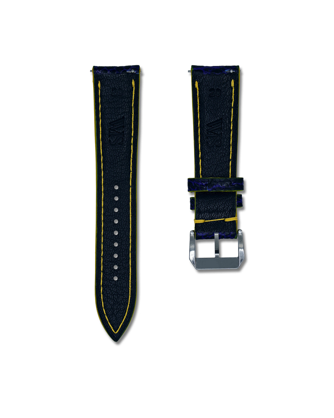 20mm Blue and Yellow Genuine Ostrich Shin Leather Watch Straps | WIS Watch Straps