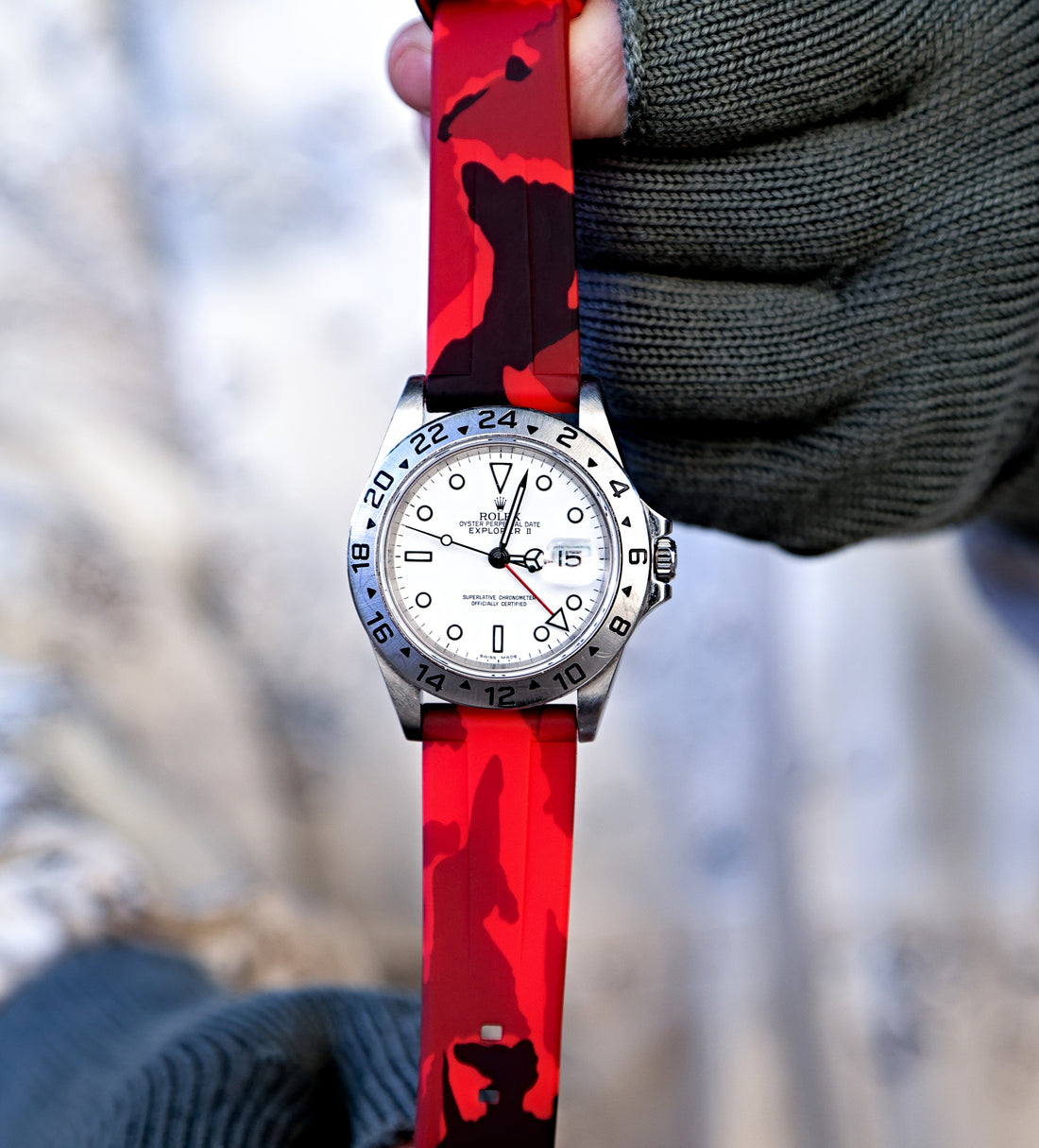 20mm Red Camo Quick Release Rubber Watch Strap | WIS Watch Straps