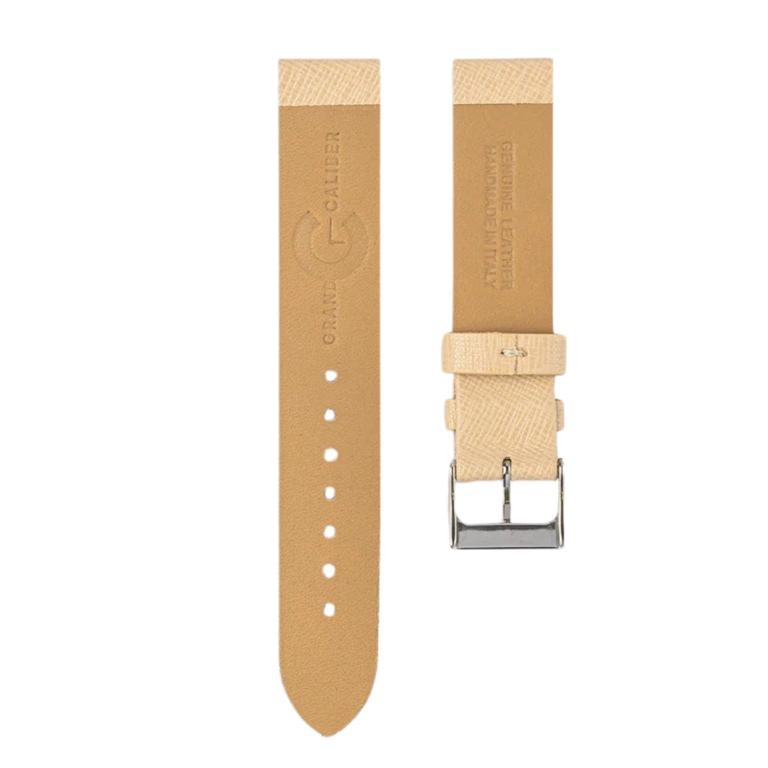 Beige - Saffiano Leather Watch Strap For Longines Elegant Collection
