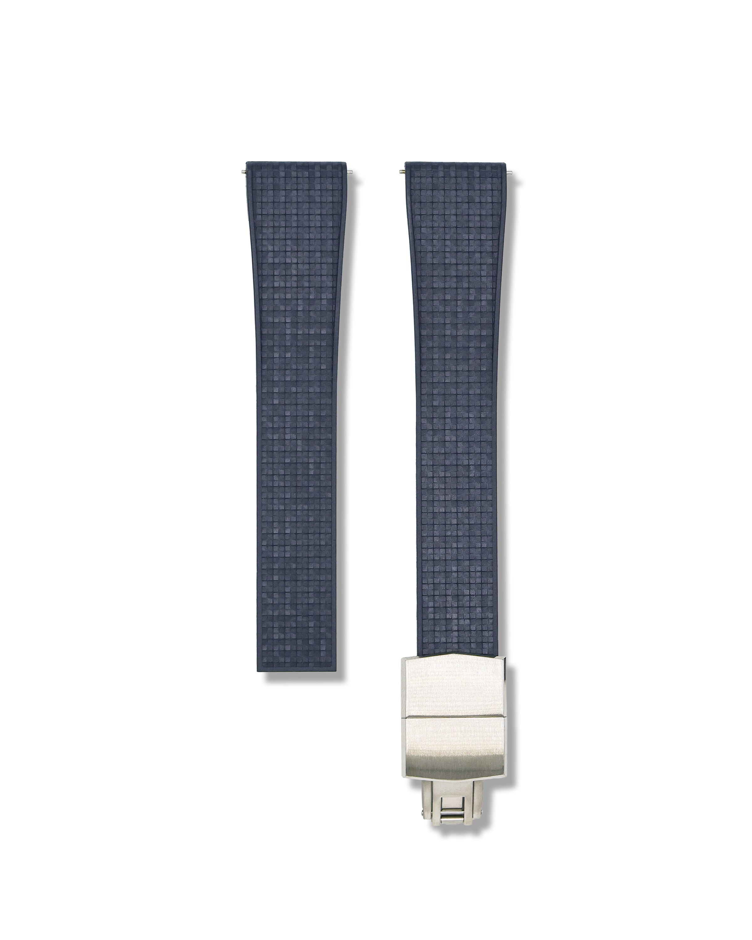 Patterned Blue Deployant Clasp Quick Release Rubber Strap 21mm