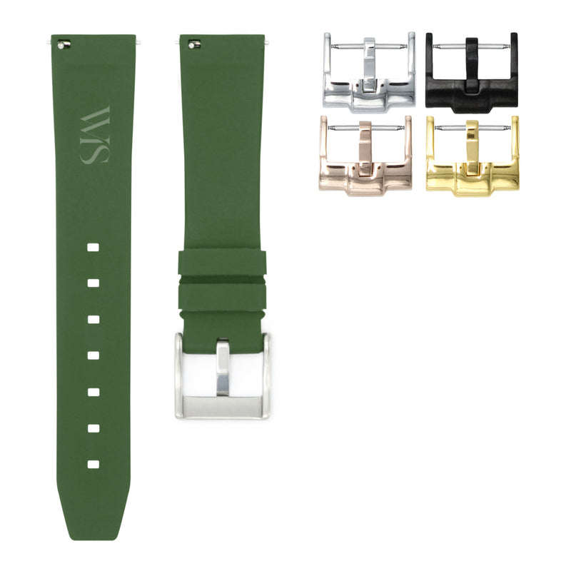 Forest Green - Quick Release Rubber Watch Strap For Longines Elegant Collection