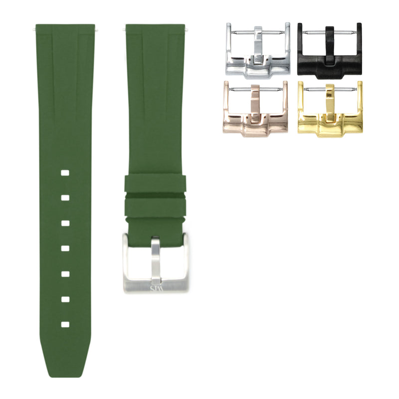 Forest Green - Quick Release Rubber Watch Strap For TAG Heuer Carrera