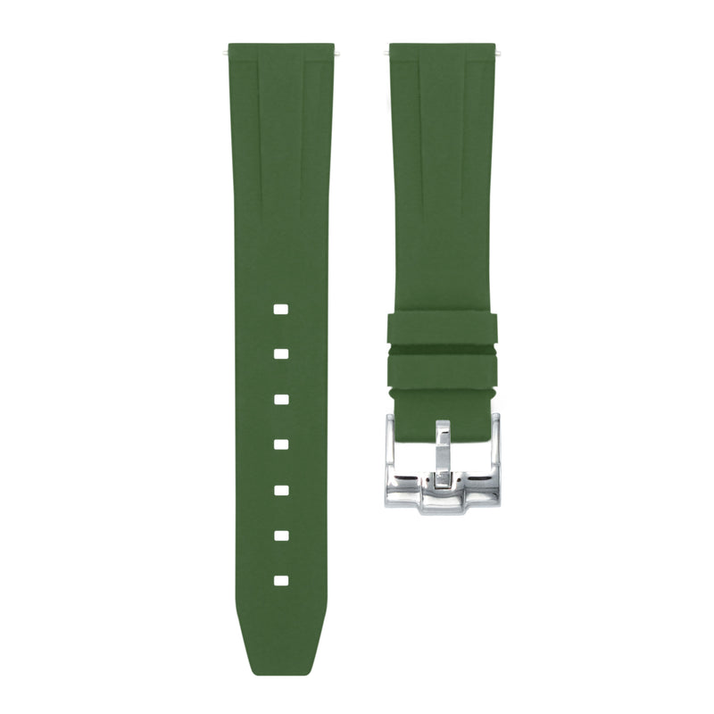 Forest Green - Quick Release Rubber Watch Strap For Longines Conquest V.H.P