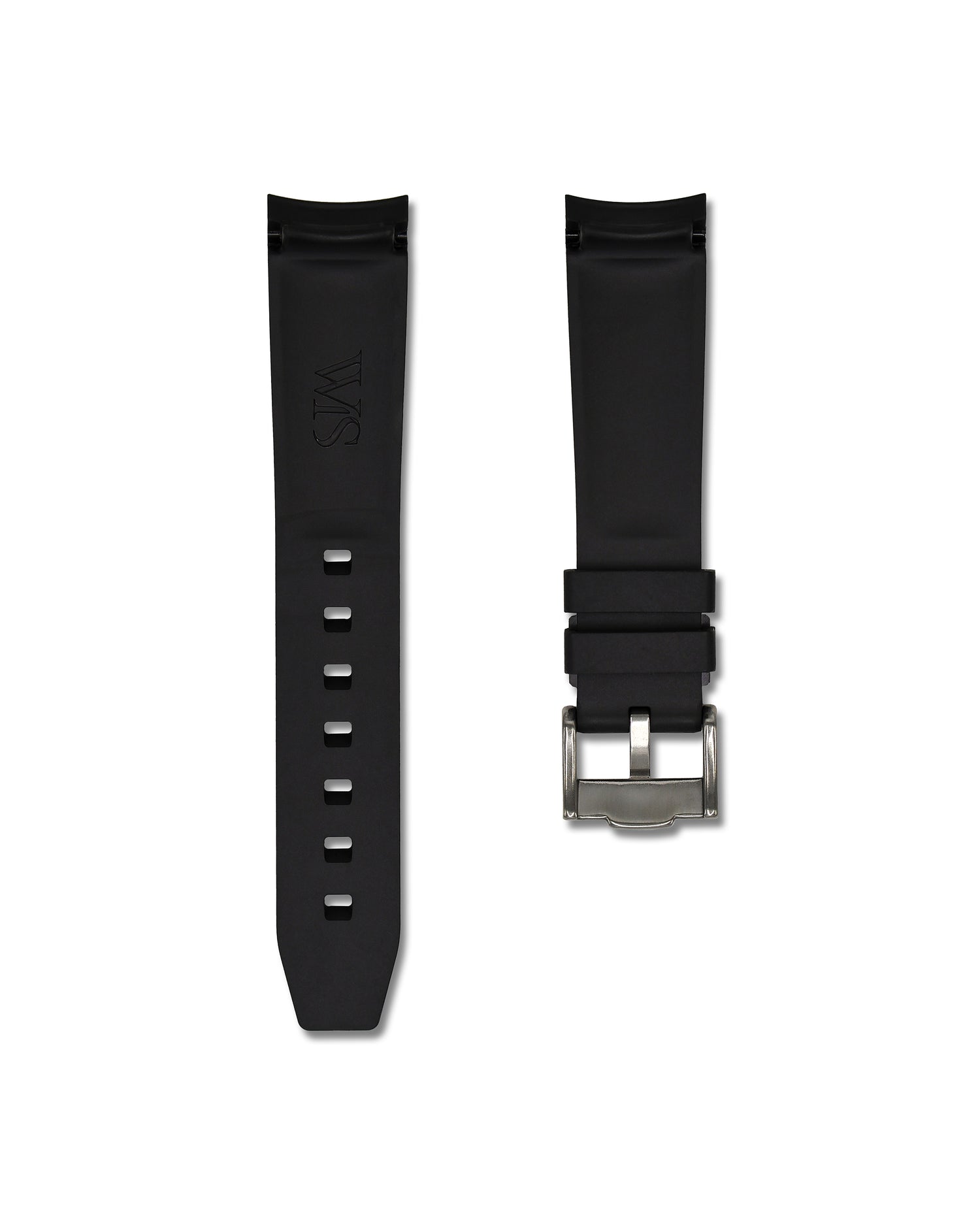 20mm Black Rubber Integrated Watch Band with Red Stripe | WIS Watch Straps