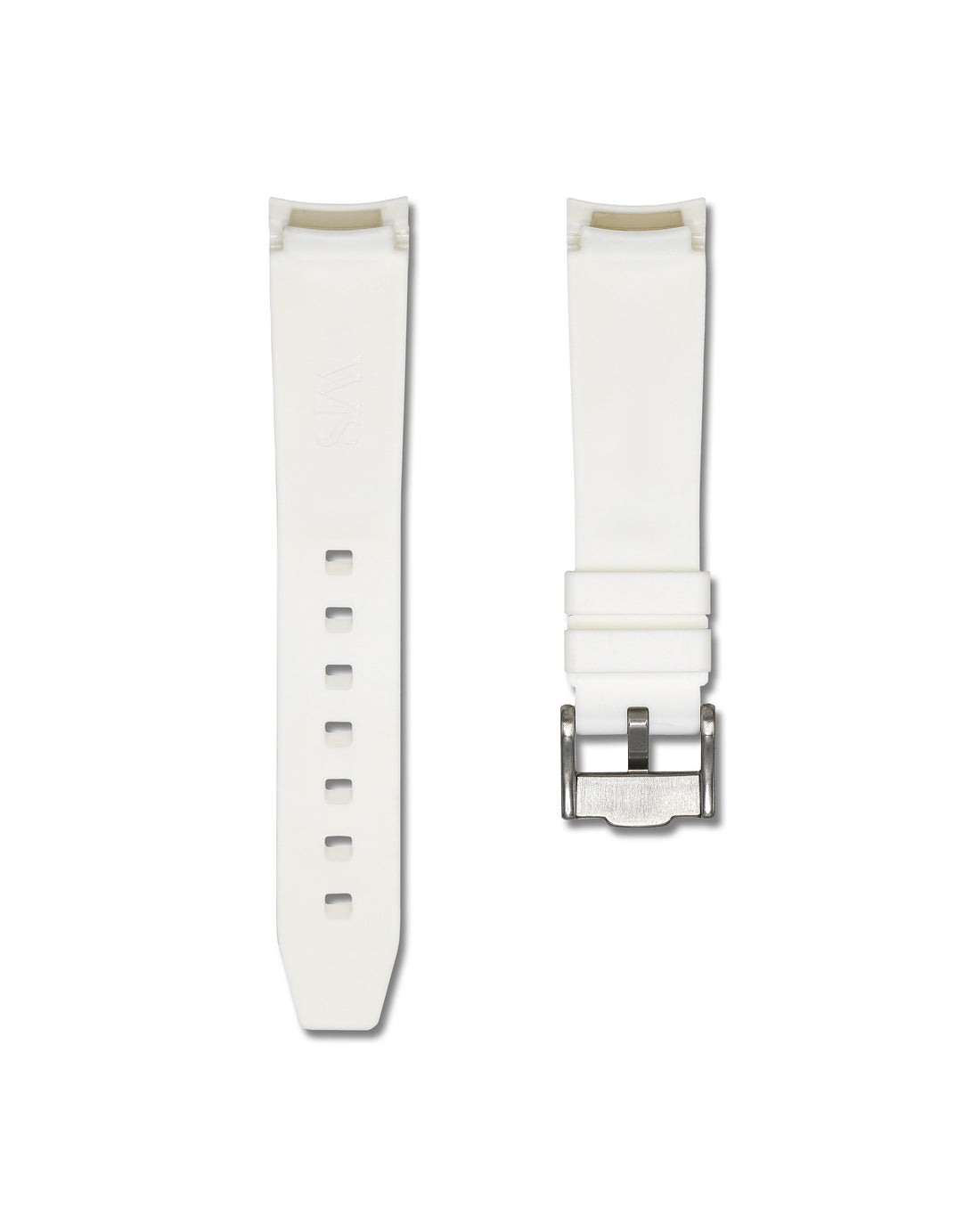 20mm White Rubber Integrated Watch Band with Red Stripe | WIS Watch Straps