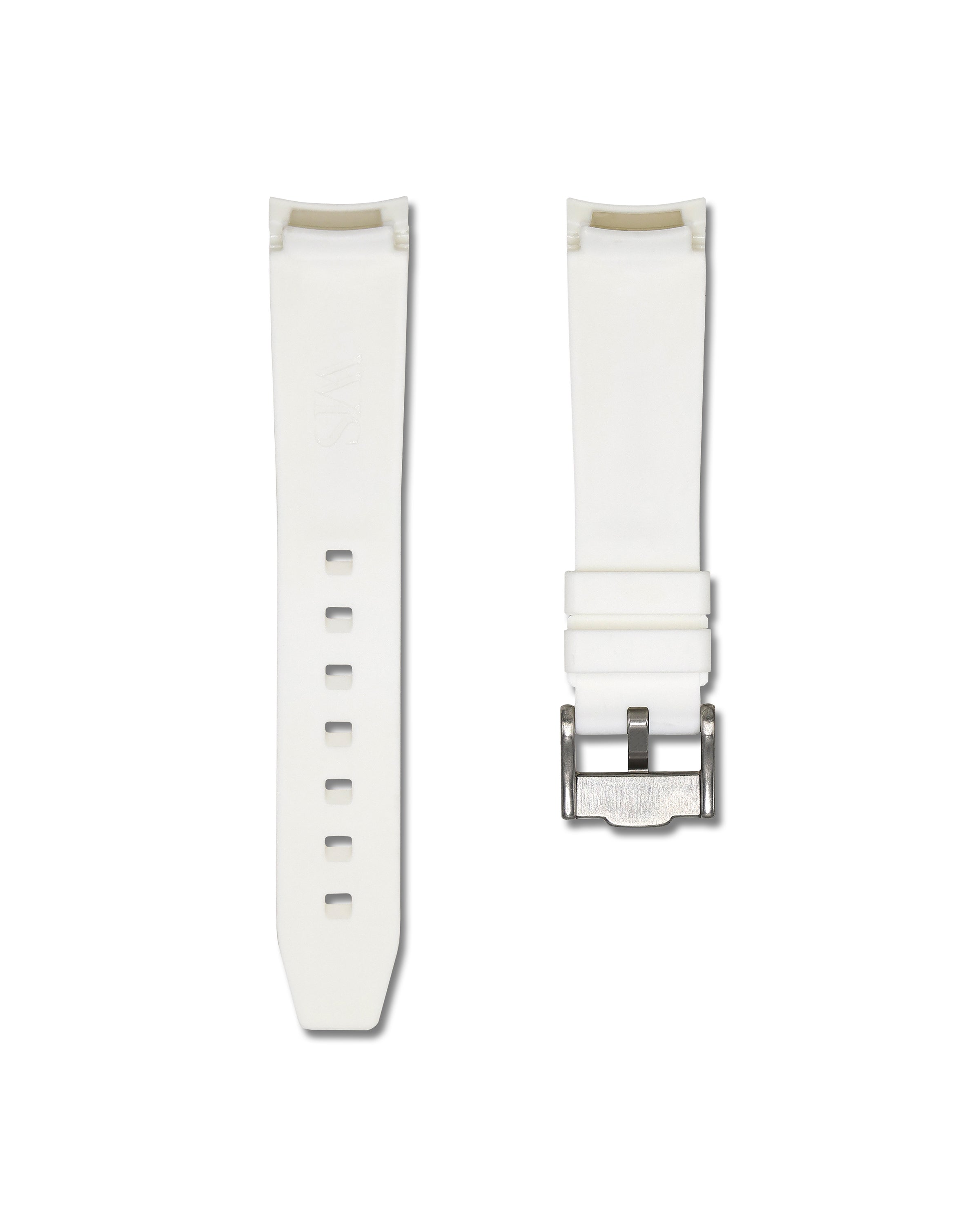 20mm White Rubber Integrated Watch Band with Red Stripe | WIS Watch Straps