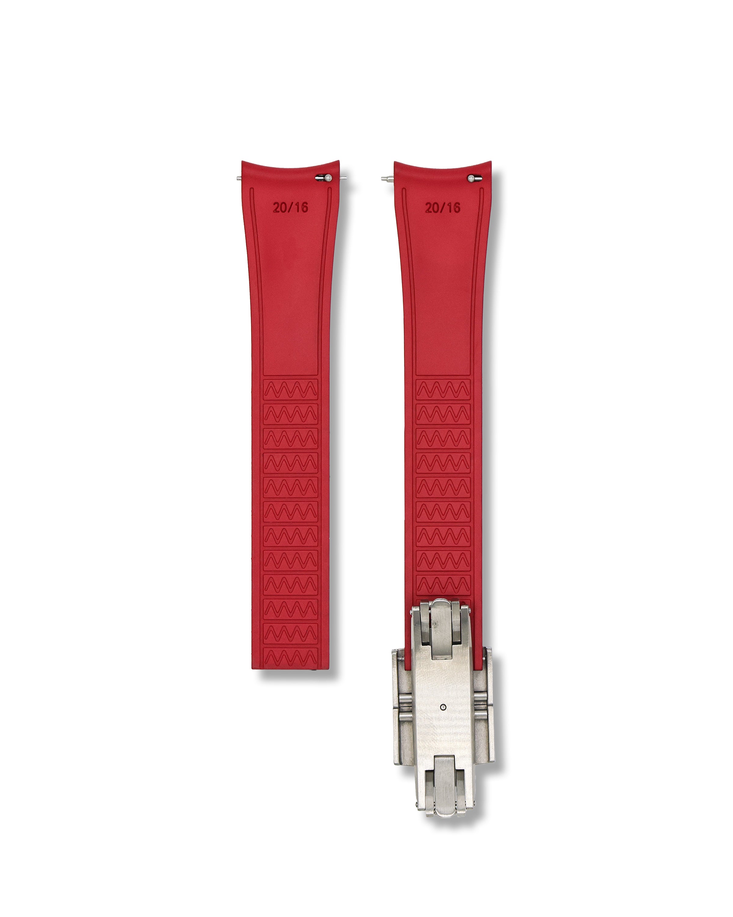 Red Rubber Watch Strap Curved Lugs 20mm | WIS Watch Straps