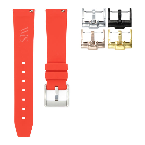 Scarlet Red - Quick Release Rubber Watch Strap for Longines Elegant Collection