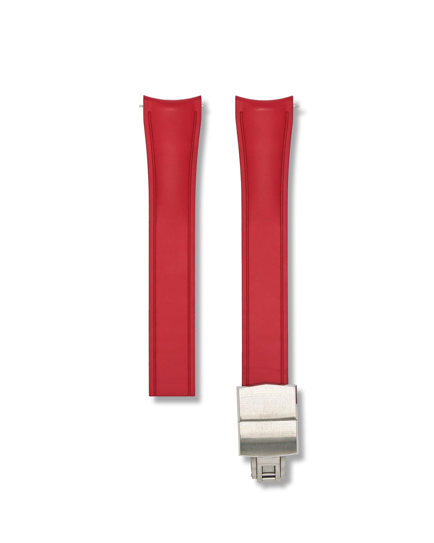 Red Rubber Watch Strap Curved Lugs 20mm | WIS Watch Straps