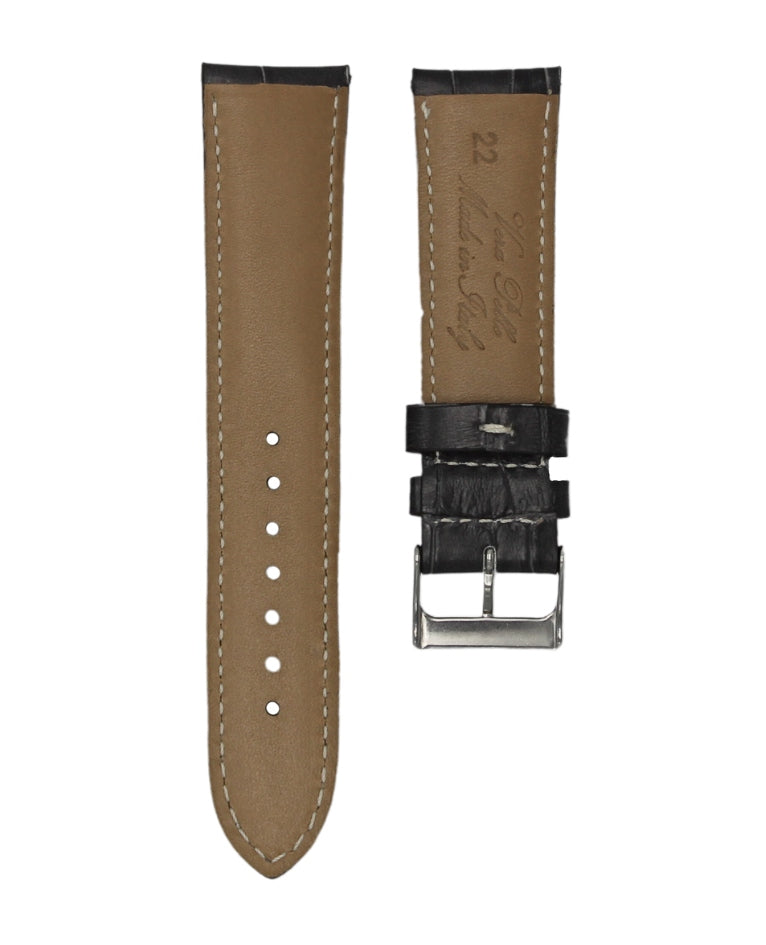 CHARCOAL GREY - ALLIGATOR LEATHER WATCH STRAP FOR BREITLING CHRONOMAT