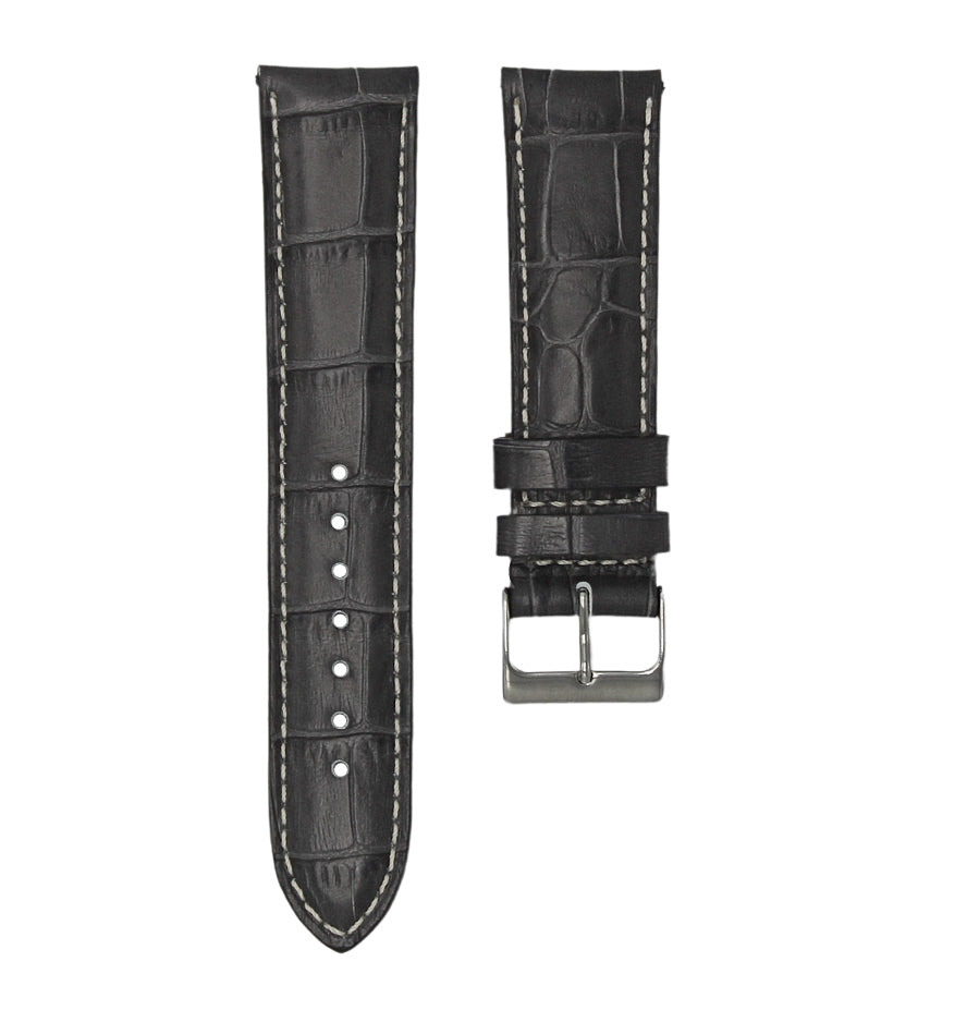 Charcoal Grey - Alligator Leather Watch Strap For Zenith Pilot