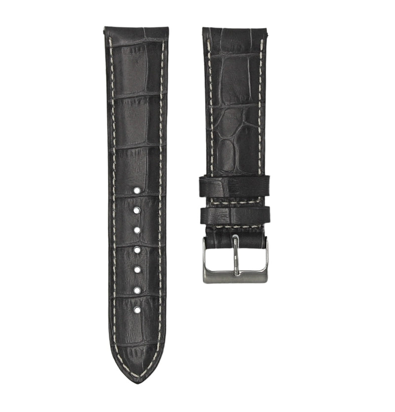 CHARCOAL GREY - ALLIGATOR LEATHER WATCH STRAP FOR BREITLING AVENGER