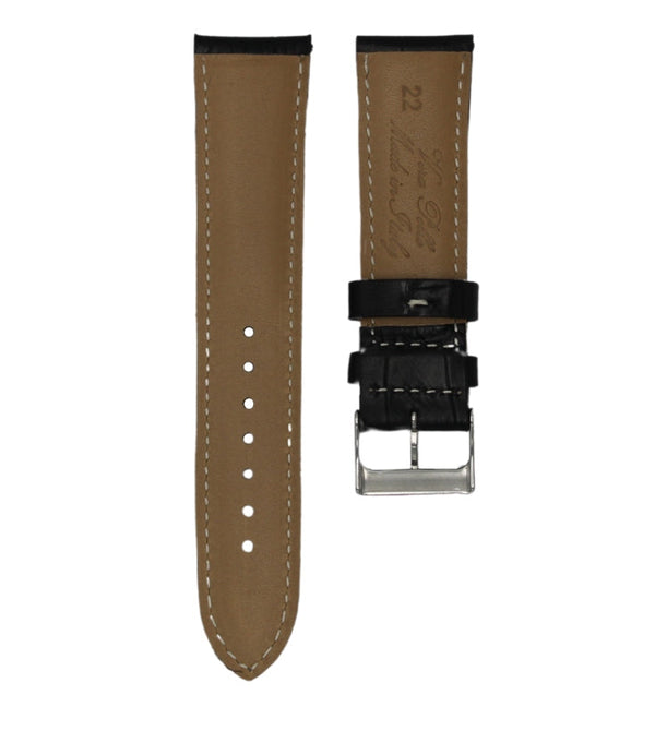 TUXEDO BLACK - ALLIGATOR LEATHER WATCH STRAP FOR LONGINES MASTER COLLECTION