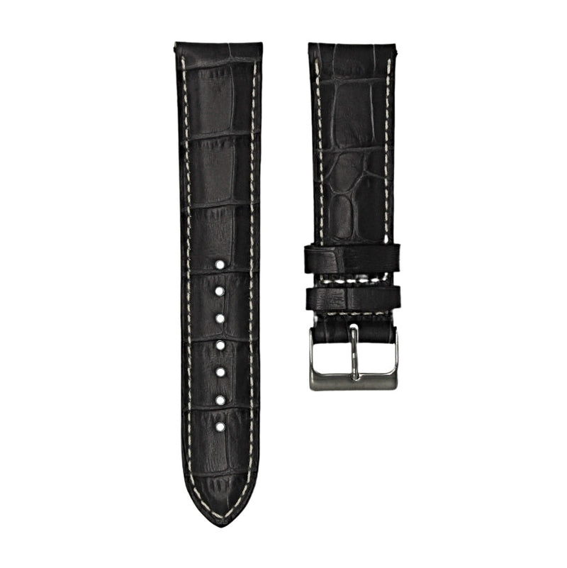 Tuxedo Black - Alligator Leather Watch Strap For Longines Master Collection