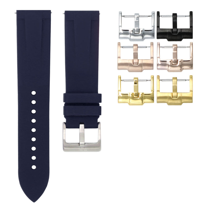 Marine Blue - Quick Release Rubber Watch Strap For Tudor Black Bay Chronograph