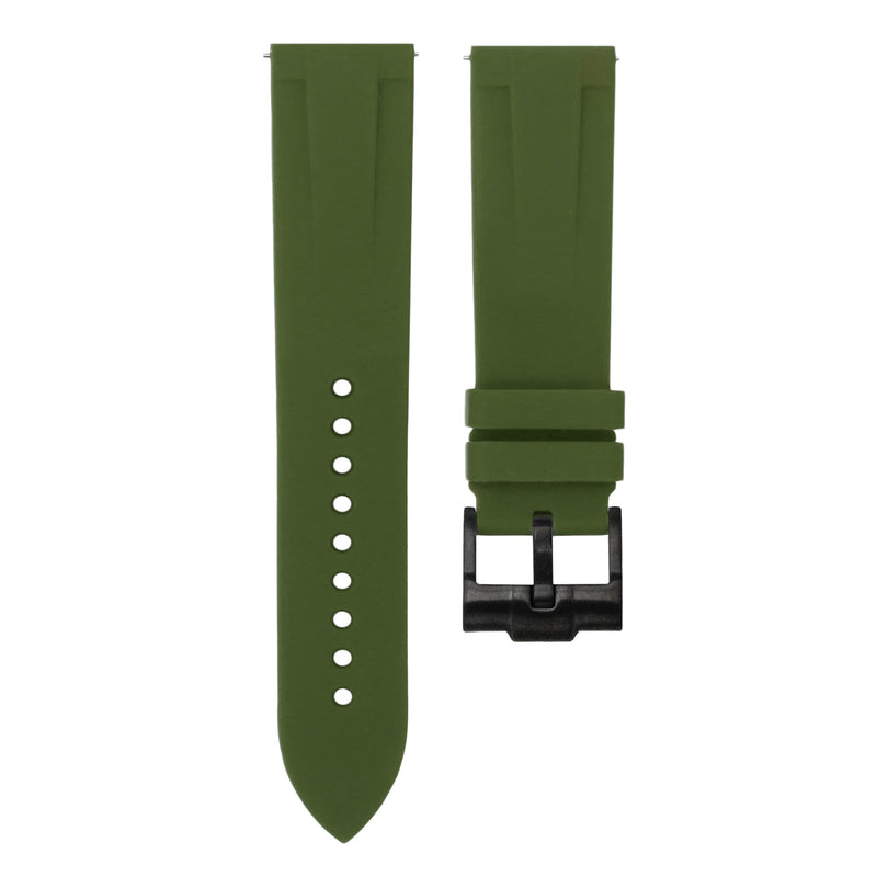 OLIVE GREEN - QUICK RELEASE RUBBER WATCH STRAP FOR TUDOR BLACK BAY CHRONOGRAPH