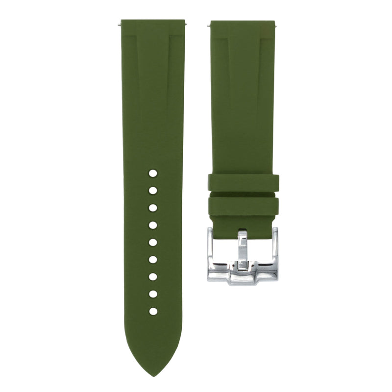 Olive Green - Quick Release Rubber Watch Strap For Tudor Black Bay Chronograph