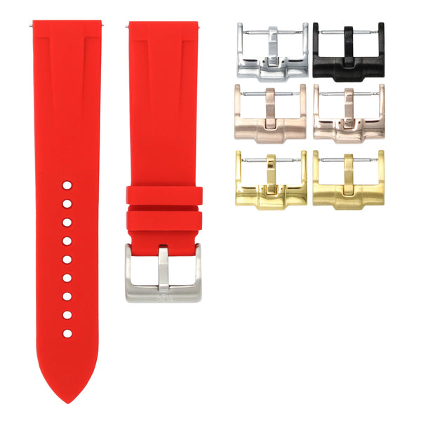 Scarlet Red - Quick Release Rubber Watch Strap For Tudor Black Bay Chronograph