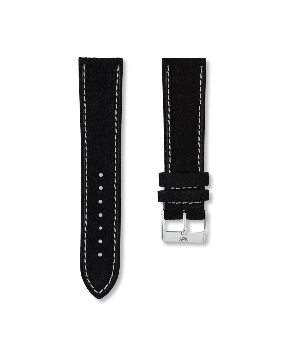 22MM/23MM/24MM Tuxedo Black Suede Leather Watch Strap | WISSTRAPS