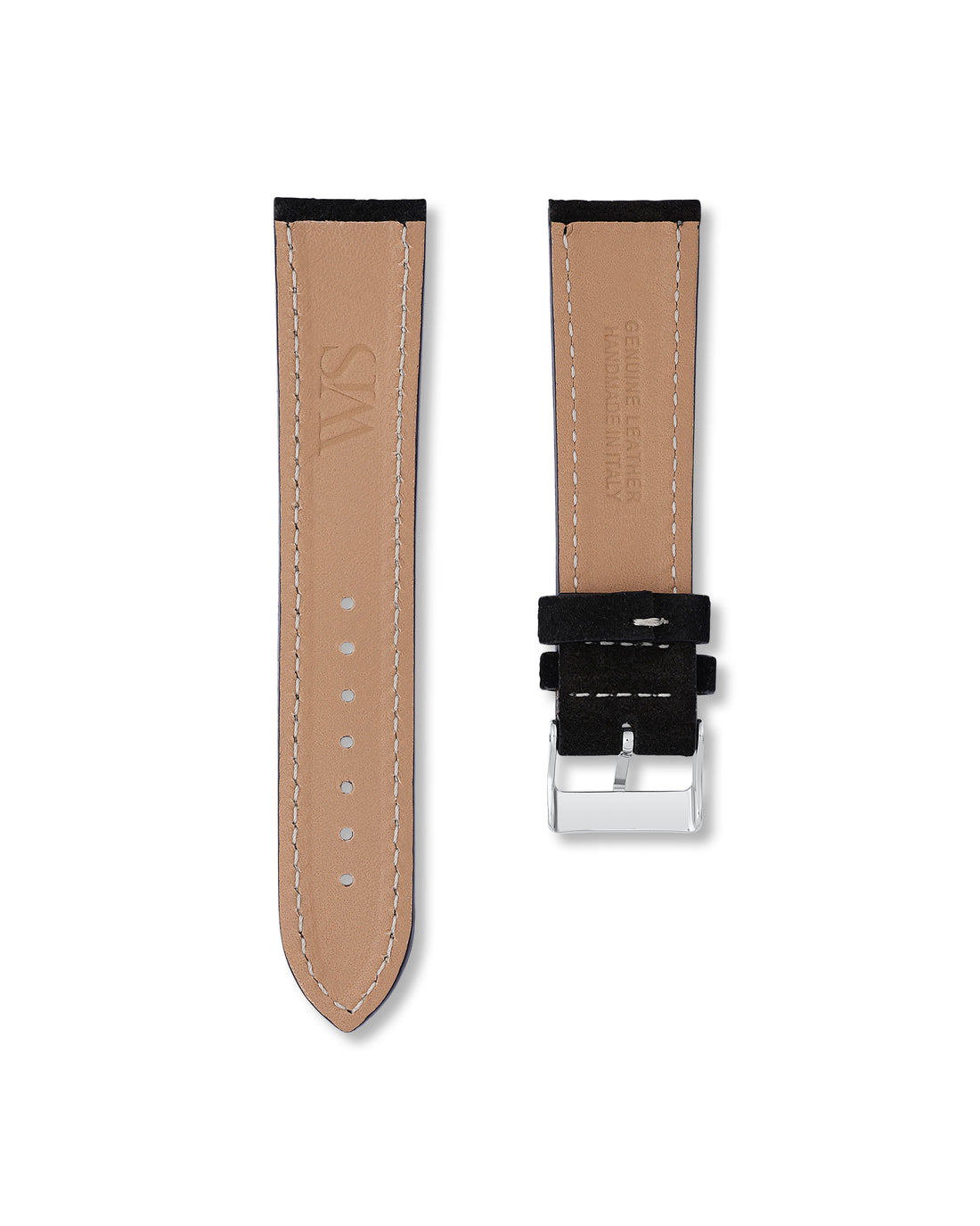 22MM/23MM/24MM Tuxedo Black Suede Leather Watch Strap | WISSTRAPS