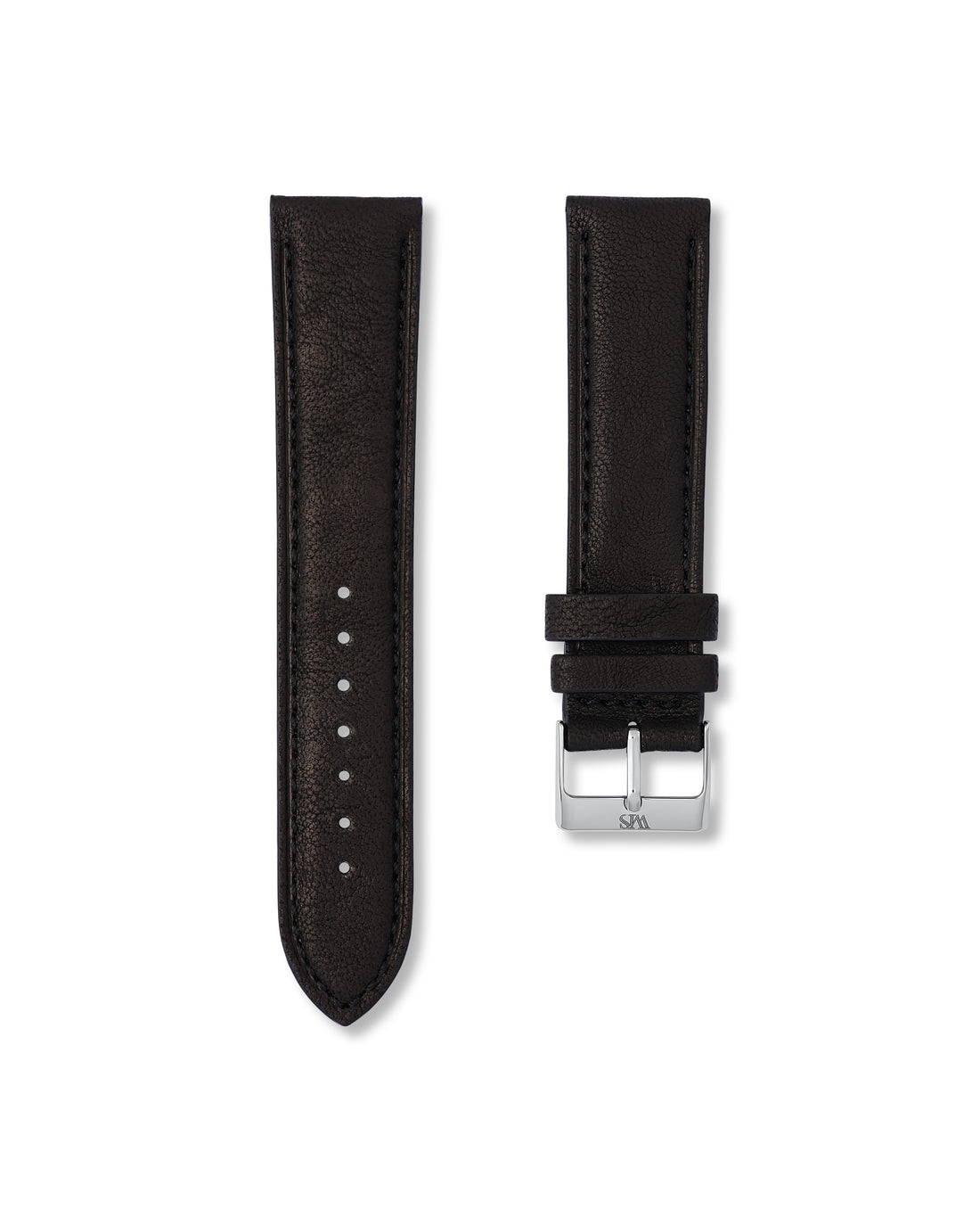22MM/23MM Tuxedo Black Italian Calf Leather Watch Strap | WISSTRAPS