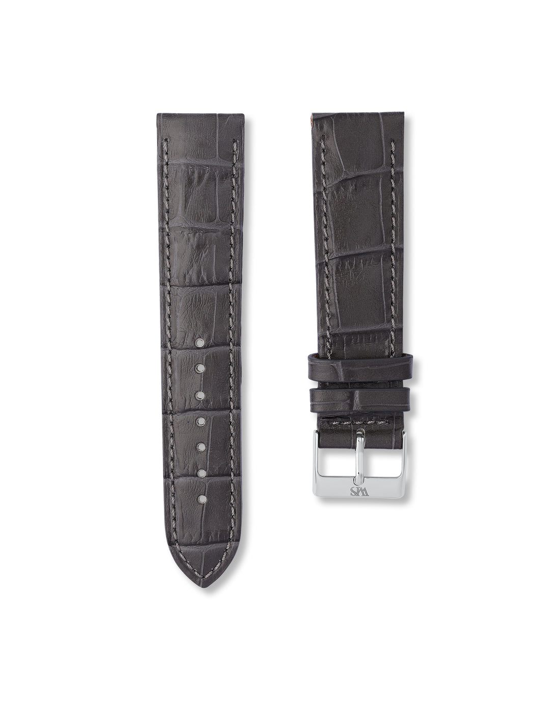 22MM Charcoal Grey Alligator Leather Watch Strap | WISSTRAPS