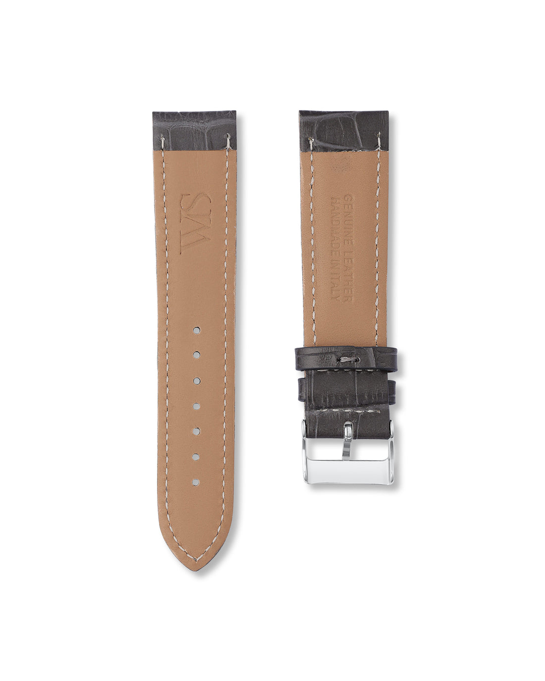 22MM Charcoal Grey Alligator Leather Watch Strap | WISSTRAPS