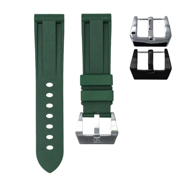 FOREST GREEN - RUBBER WATCH STRAP FOR TUDOR BLACK BAY CHRONOGRAPH