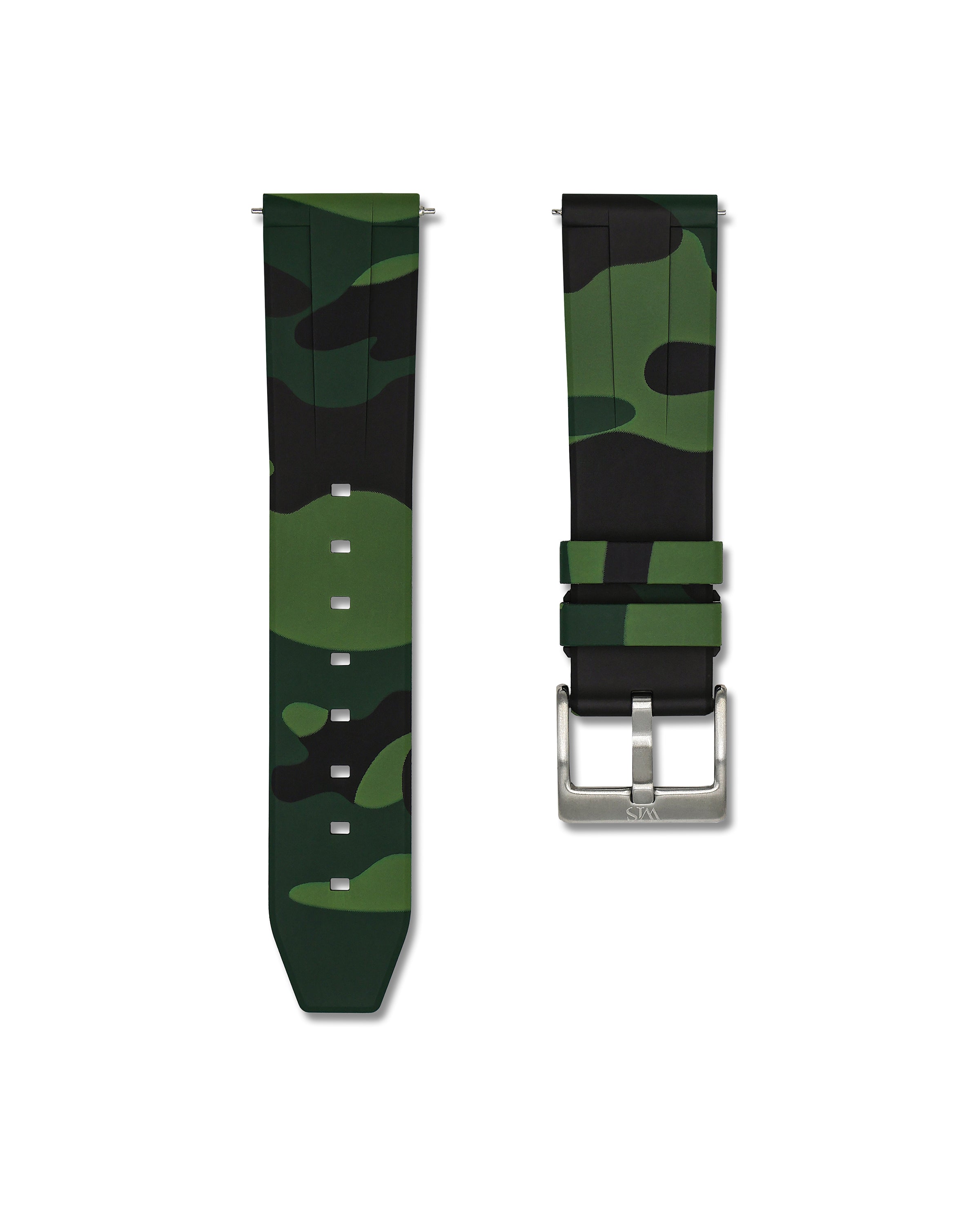22mm Green Camo Rubber Quick Release Watch Strap | WIS Straps