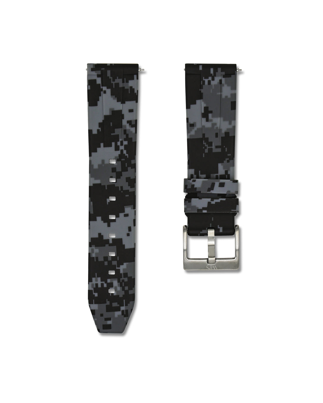 22mm Grey Digital Camo Rubber Quick Release Watch Strap | WIS Straps