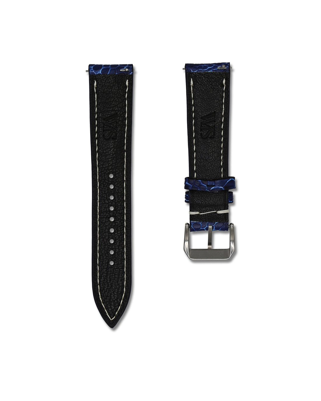 22mm Blue Genuine Ostrich Shin Leather Watch Straps | WIS Watch Straps