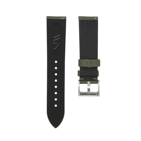 Army Green - Sailcloth Watch Strap for 22mm