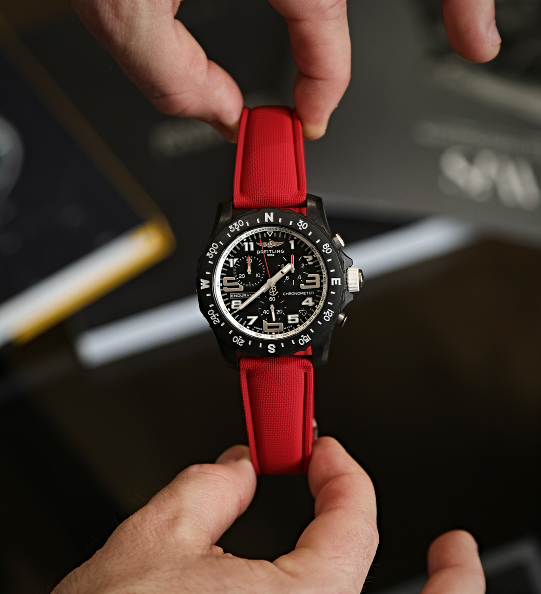 Red 22mm Deployant Clasp Rubber Sailcloth Watch Strap | WIS Watch Straps