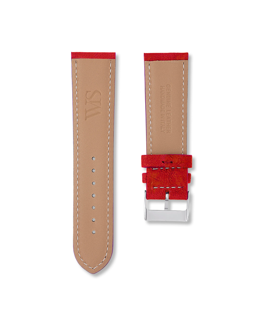 Strawberry Red Calf Leather Watch Strap For Breitling Chronoliner