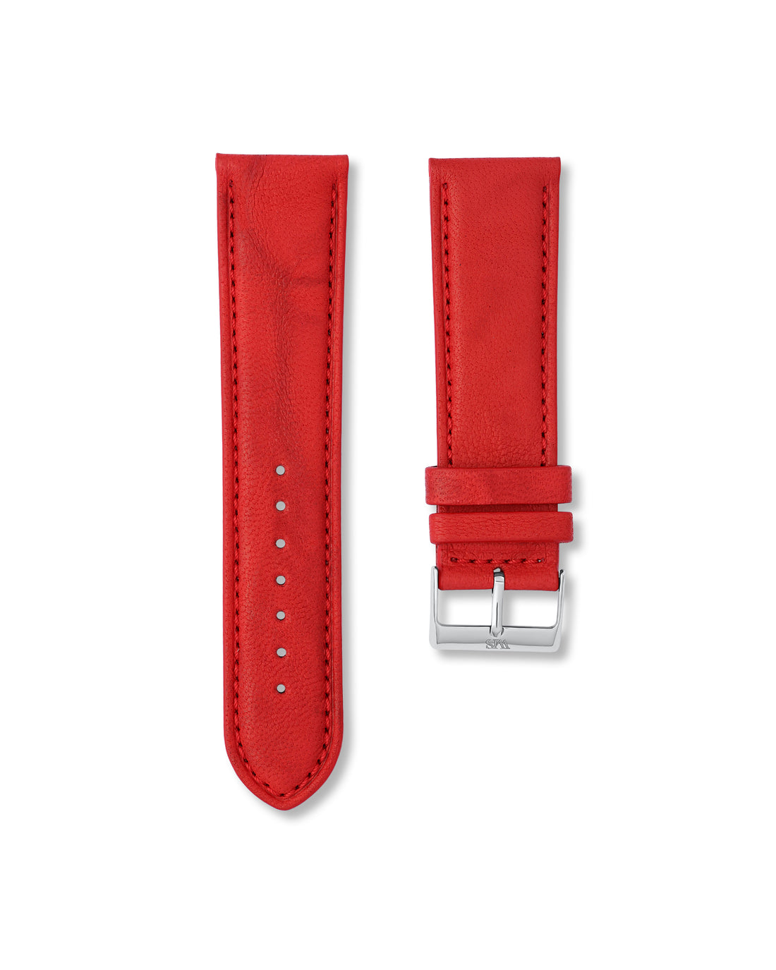 Strawberry Red Calf Leather Watch Strap For Breitling Chronoliner