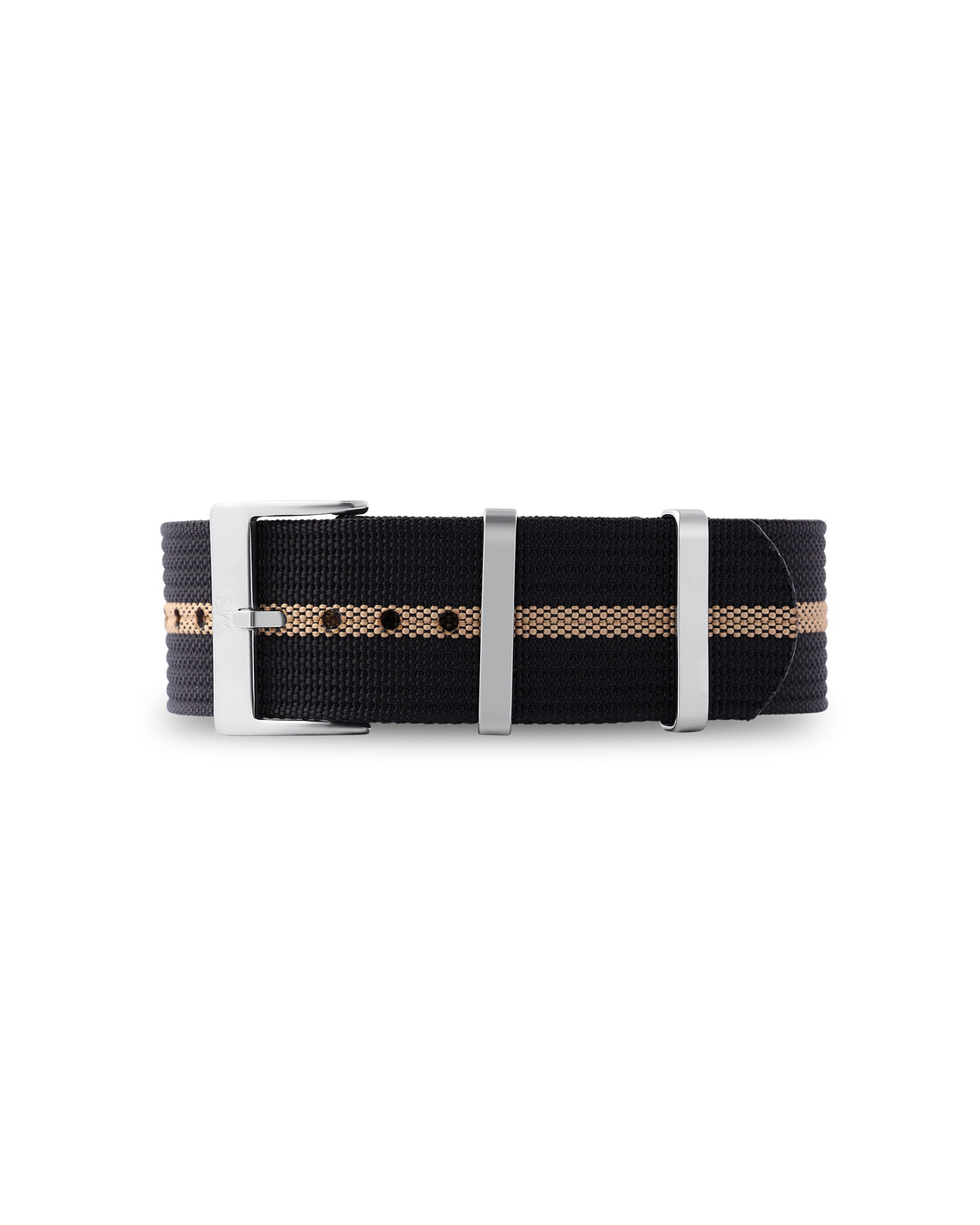 24mm Nato Strap - Black with Khaki Stripe