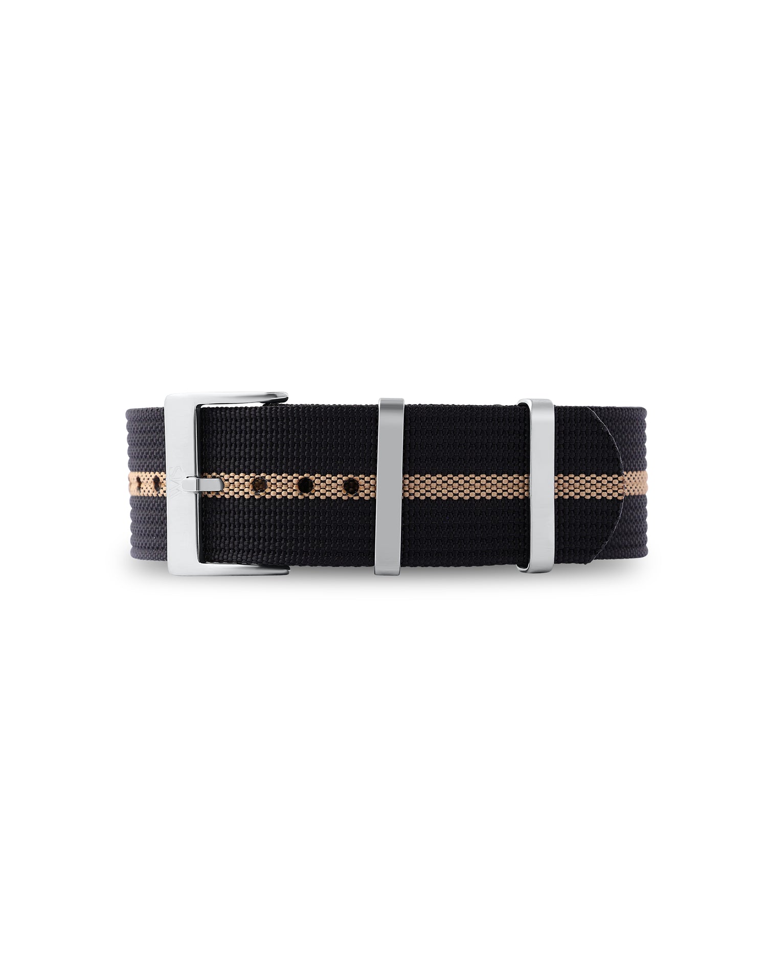 24mm Nato Strap - Black with Khaki Stripe
