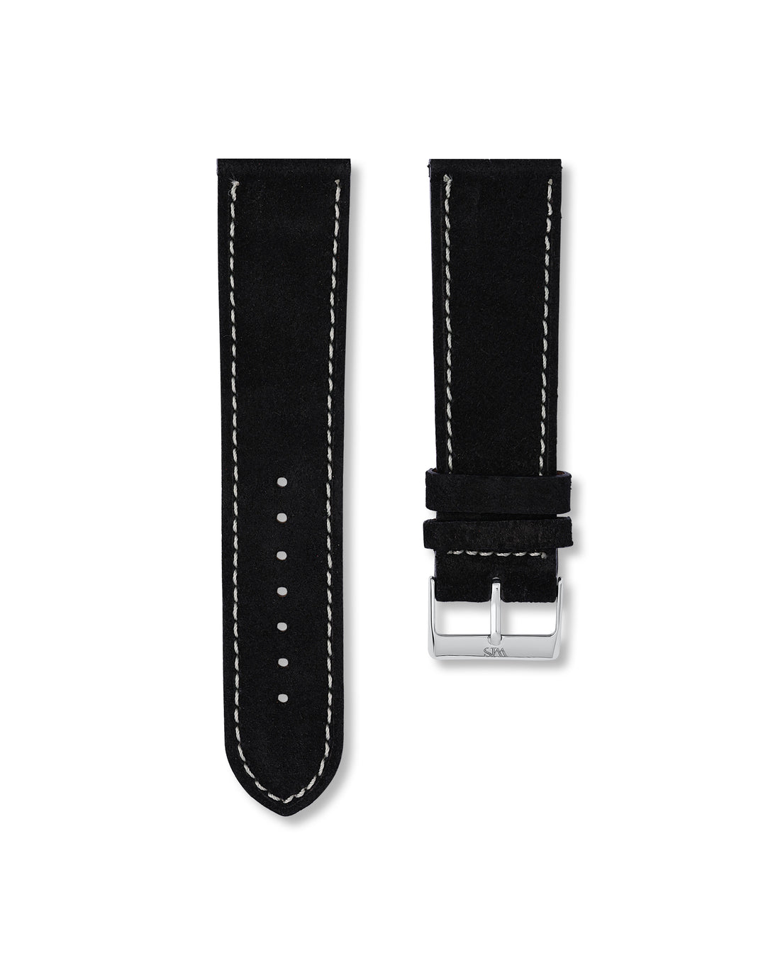 Tuxedo Black Suede Leather Watch Strap For Breitling Chronoliner