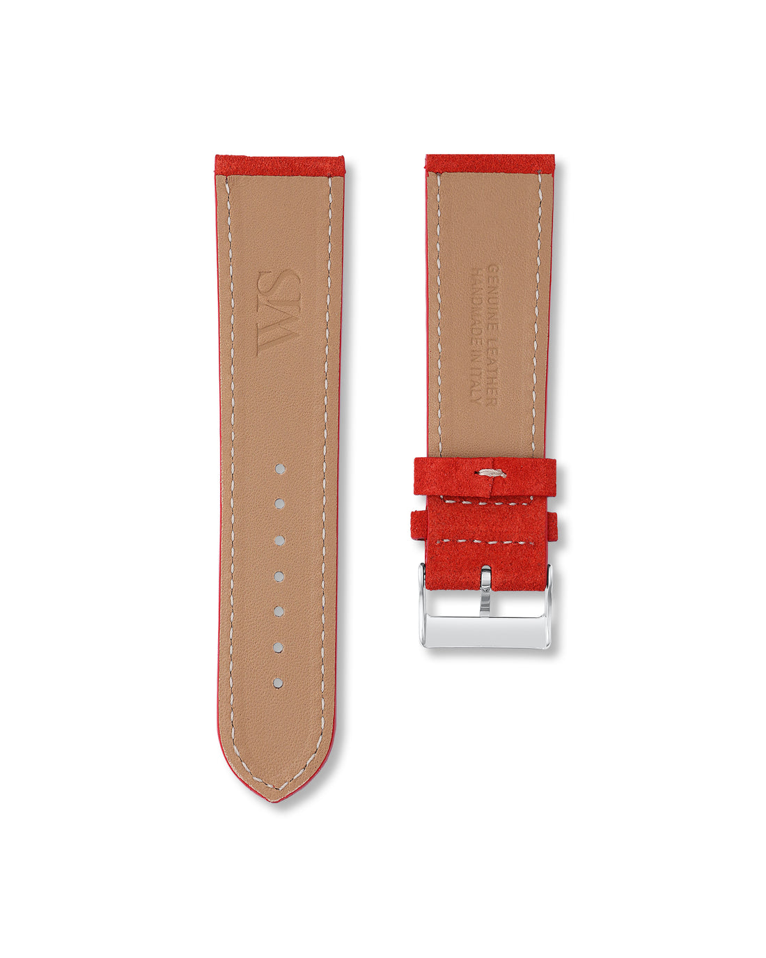Salmon Red Suede Leather Watch Strap For Breitling Chronoliner