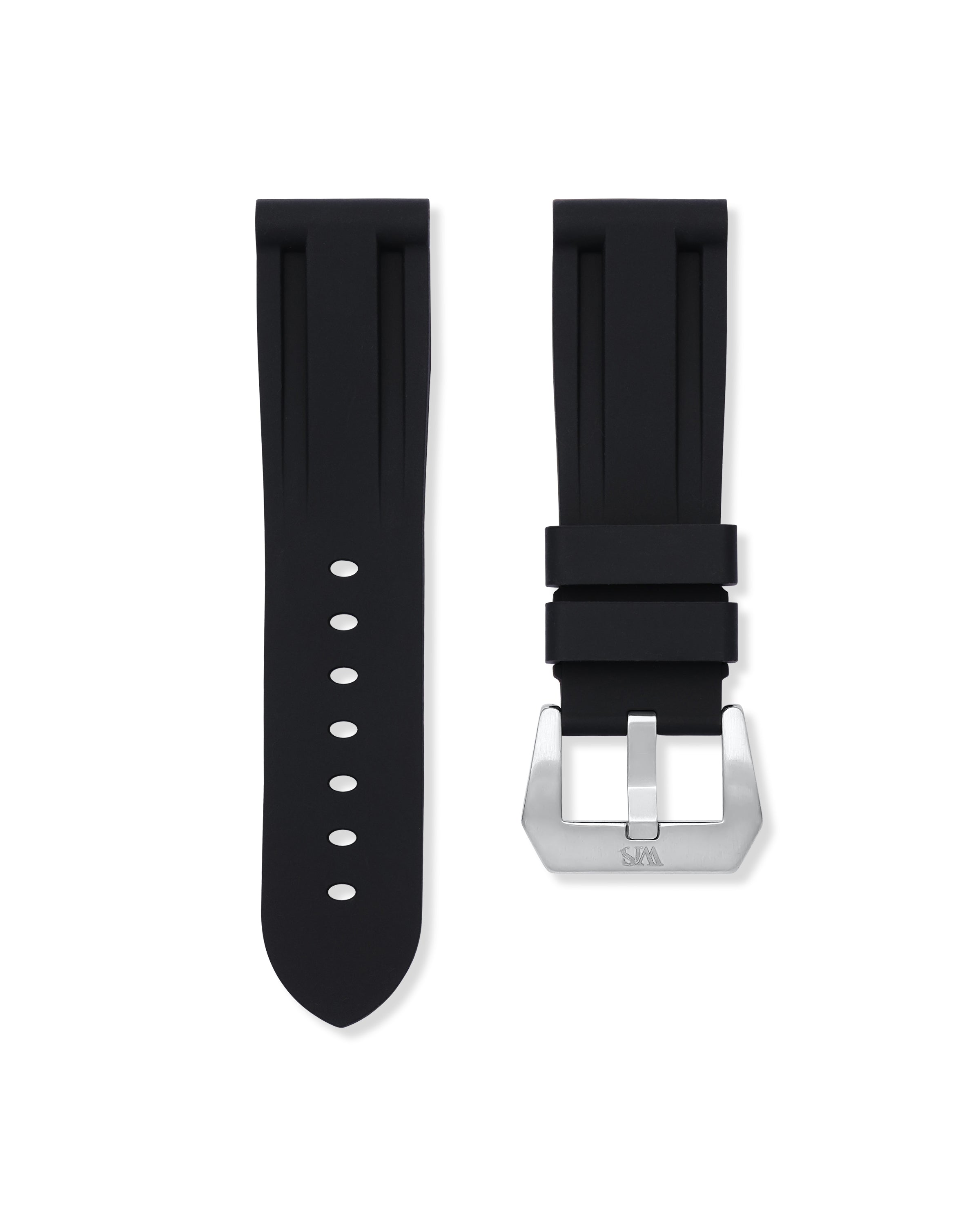 24mm Rubber Watch Strap - Tuxedo Black