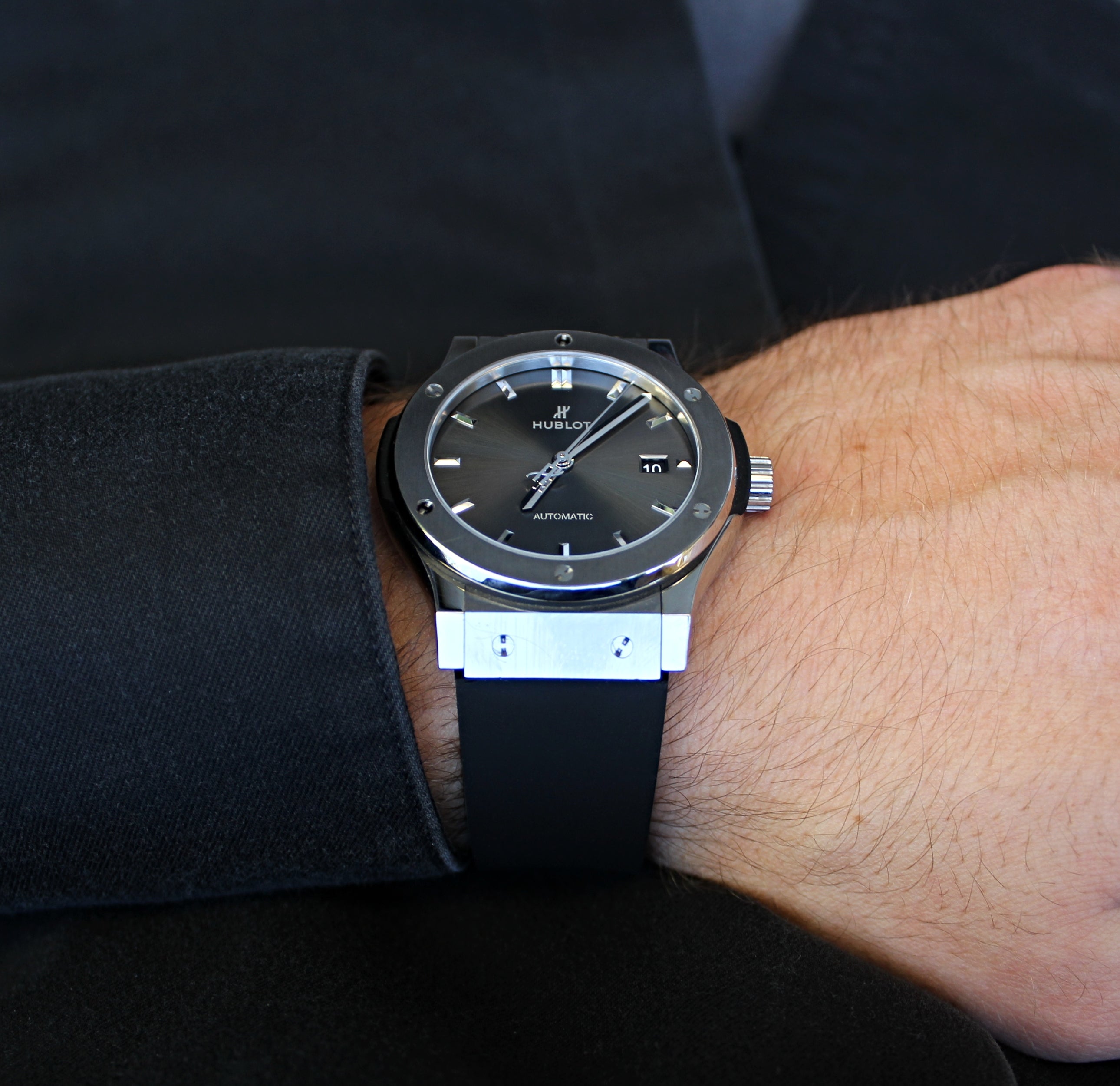 Tuxedo Black - Rubber Watch Strap For Hublot Classic Fusion 42mm