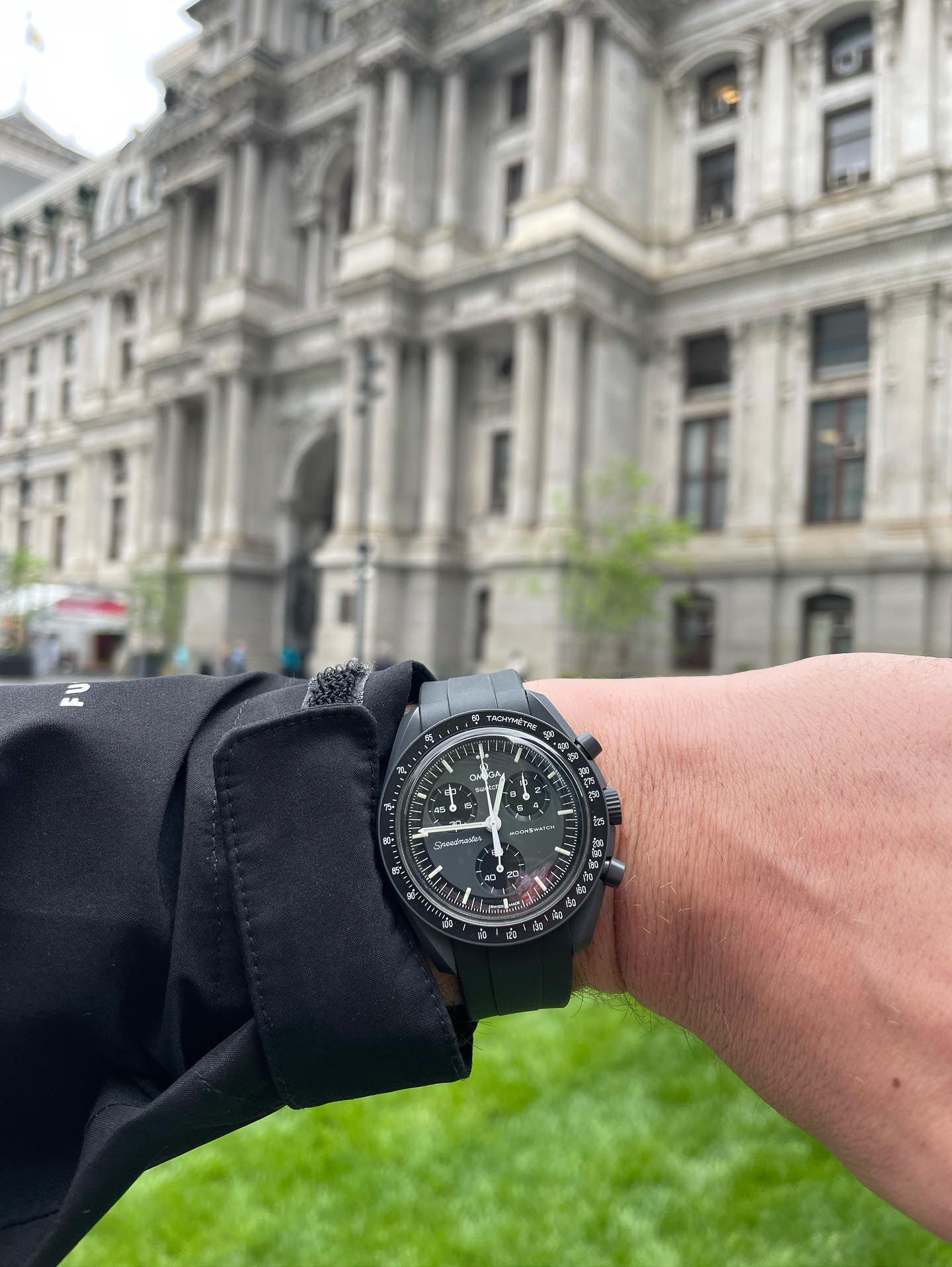 Correa de caucho negra Tuxedo para reloj Swatch x Omega MoonSwatch