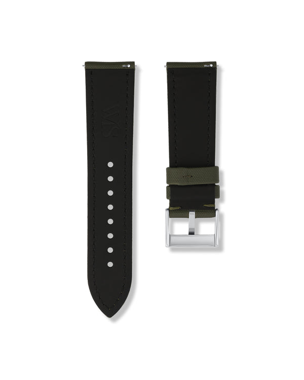 Army Green Sailcloth Watch Strap 24mm | WISSTRAPS